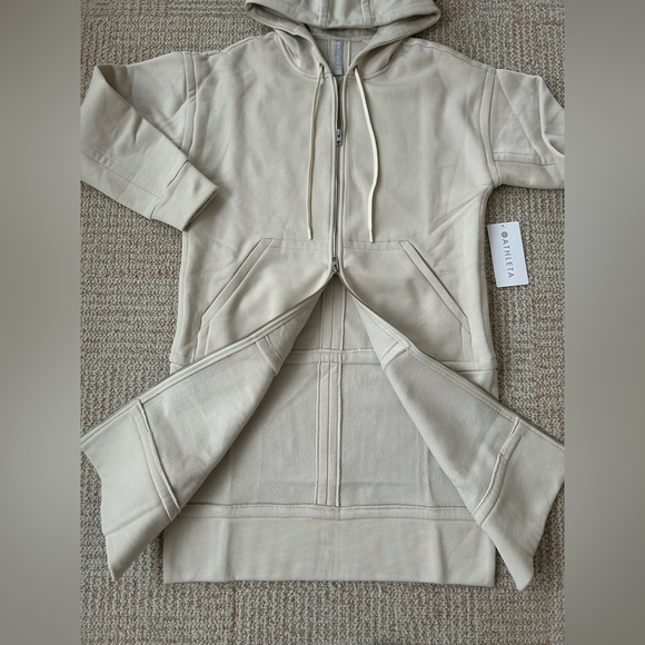 NWT Athleta Tenacity Duster Hoodie Sweatshirt Jacket in Putty - Size XS - Picture 9 of 14